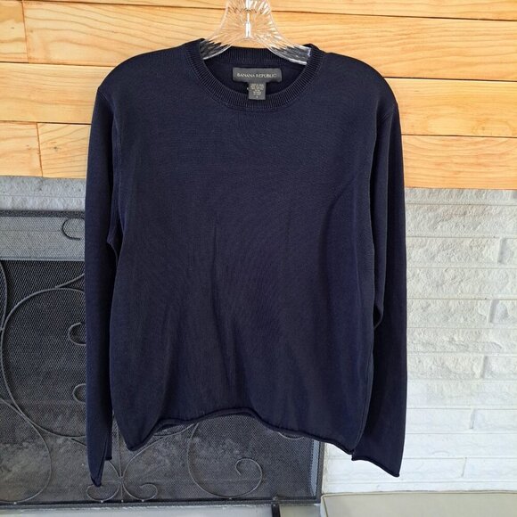 Banana Republic Sweaters - Banana Republic Women's Small Navy Blue Silk Cotton Pullover Sweater Rolled Rem